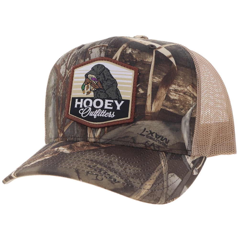 HOOEY Black Lab Dog Patch Trucker Cap, Camo