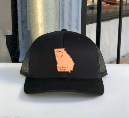 SOUTHERN SNAP GA LEATHER PATCH Georgia State Peach Hat